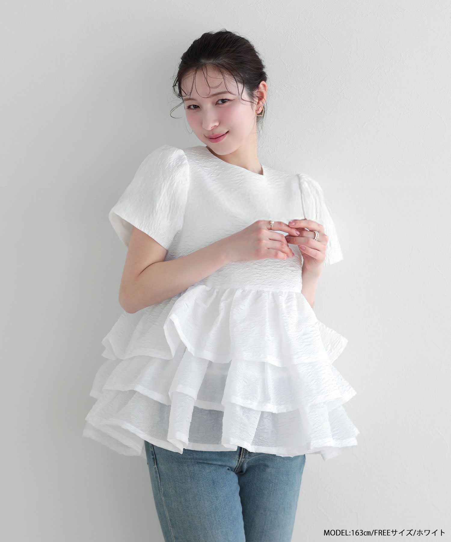 ジャガードボリューム3段フリルトップス 【宅配便】 | Fit more