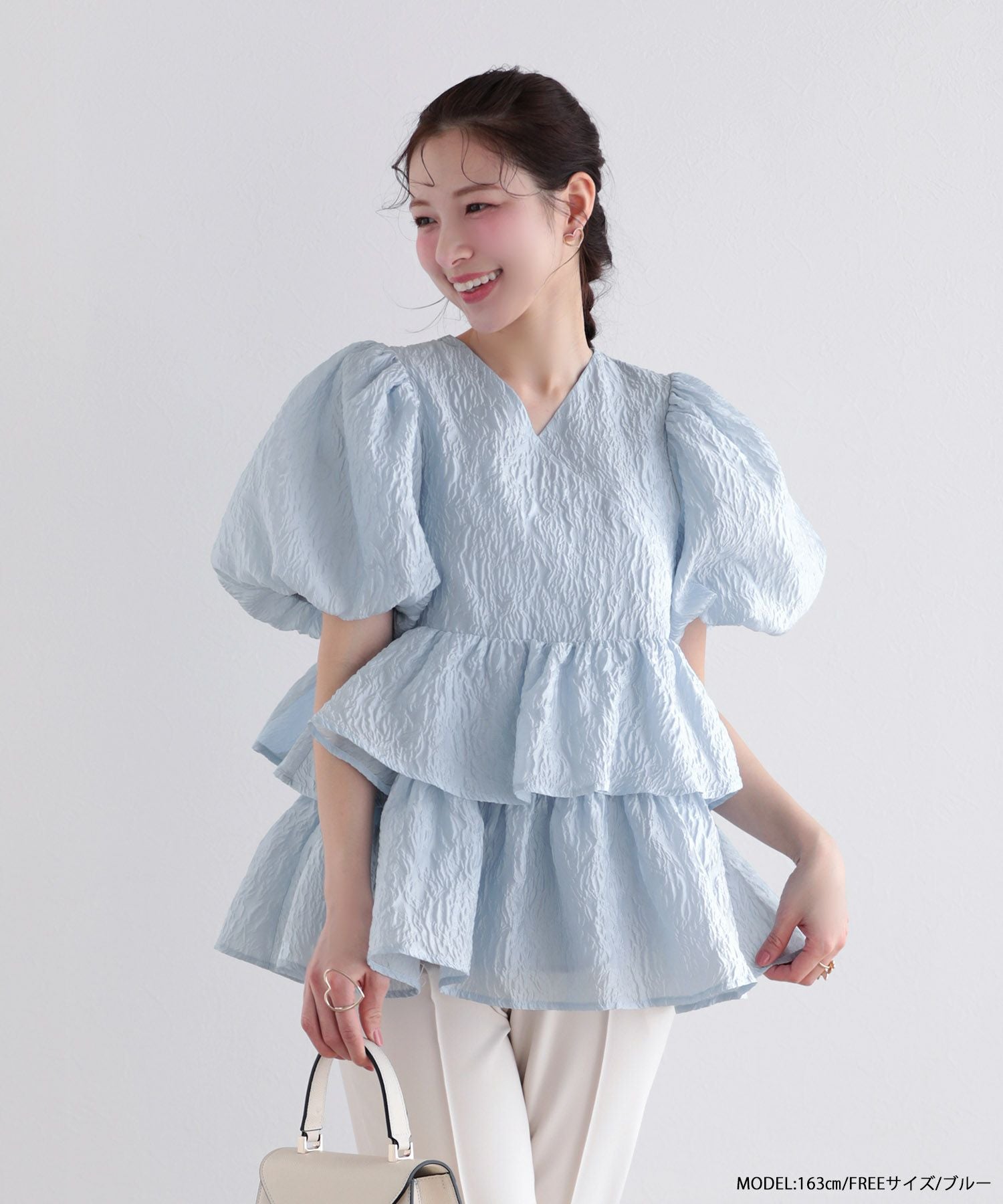 シアージャガード カシュクール風ペプラムトップス【宅配便】 | Fit more