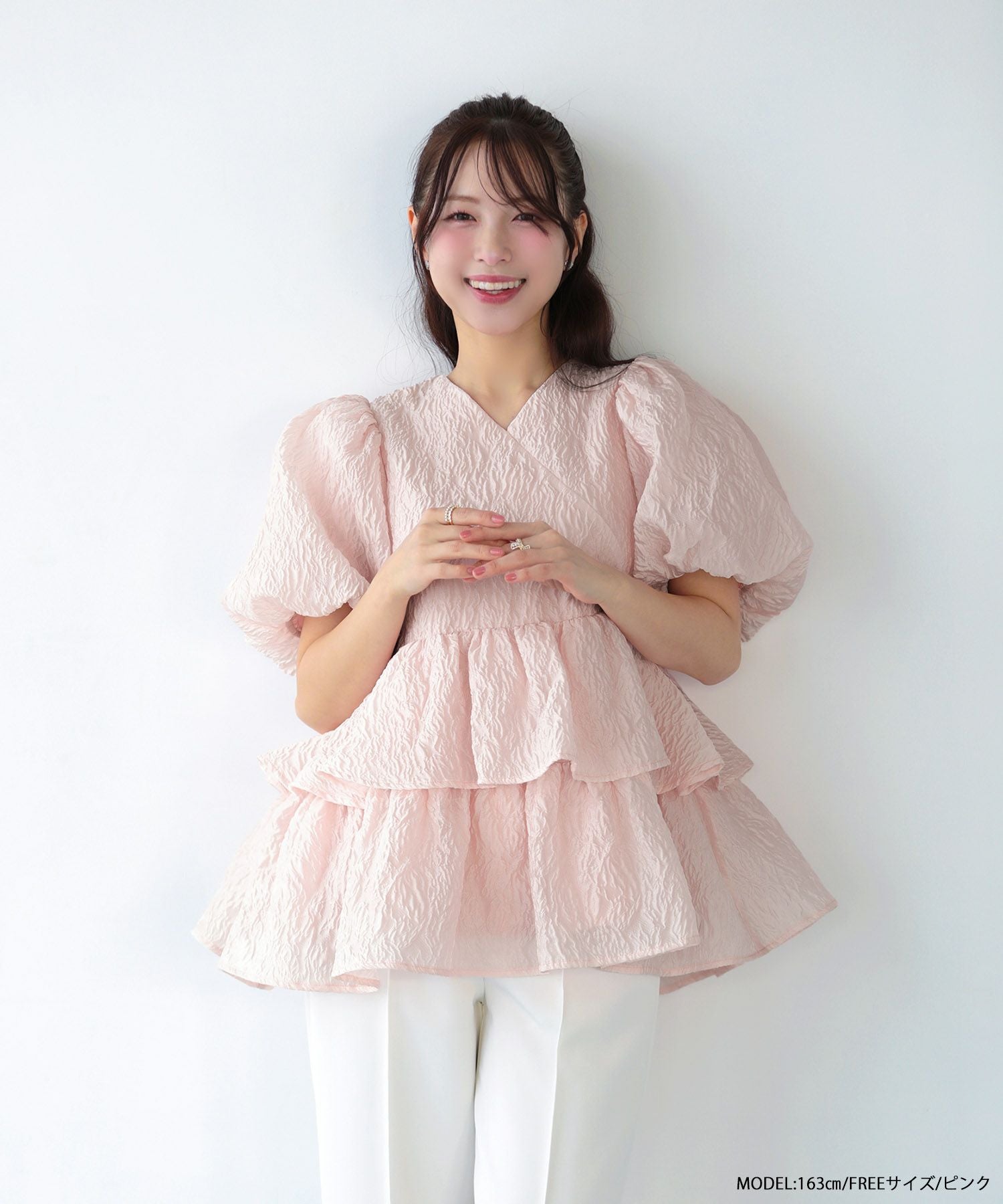 シアージャガード カシュクール風ペプラムトップス【宅配便】 | Fit more