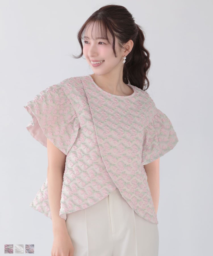 フラワージャガード袖バルーントップス 【宅配便】 | Fit more