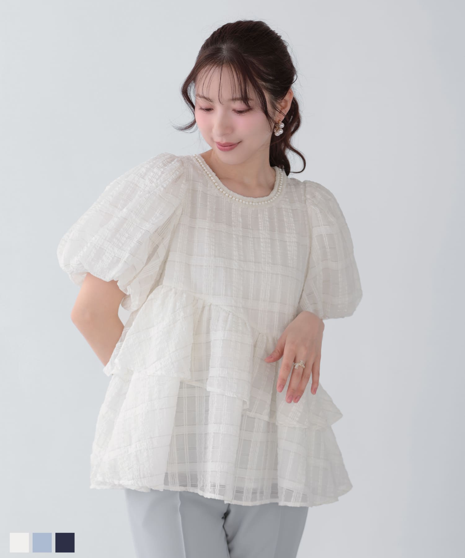 シアージャガード カシュクール風ペプラムトップス【宅配便】 | Fit more