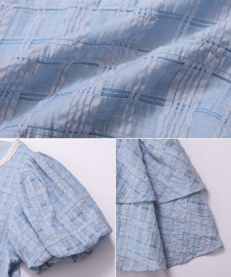 シアーチェックパールネックレストップス【宅配便】 | Fit more