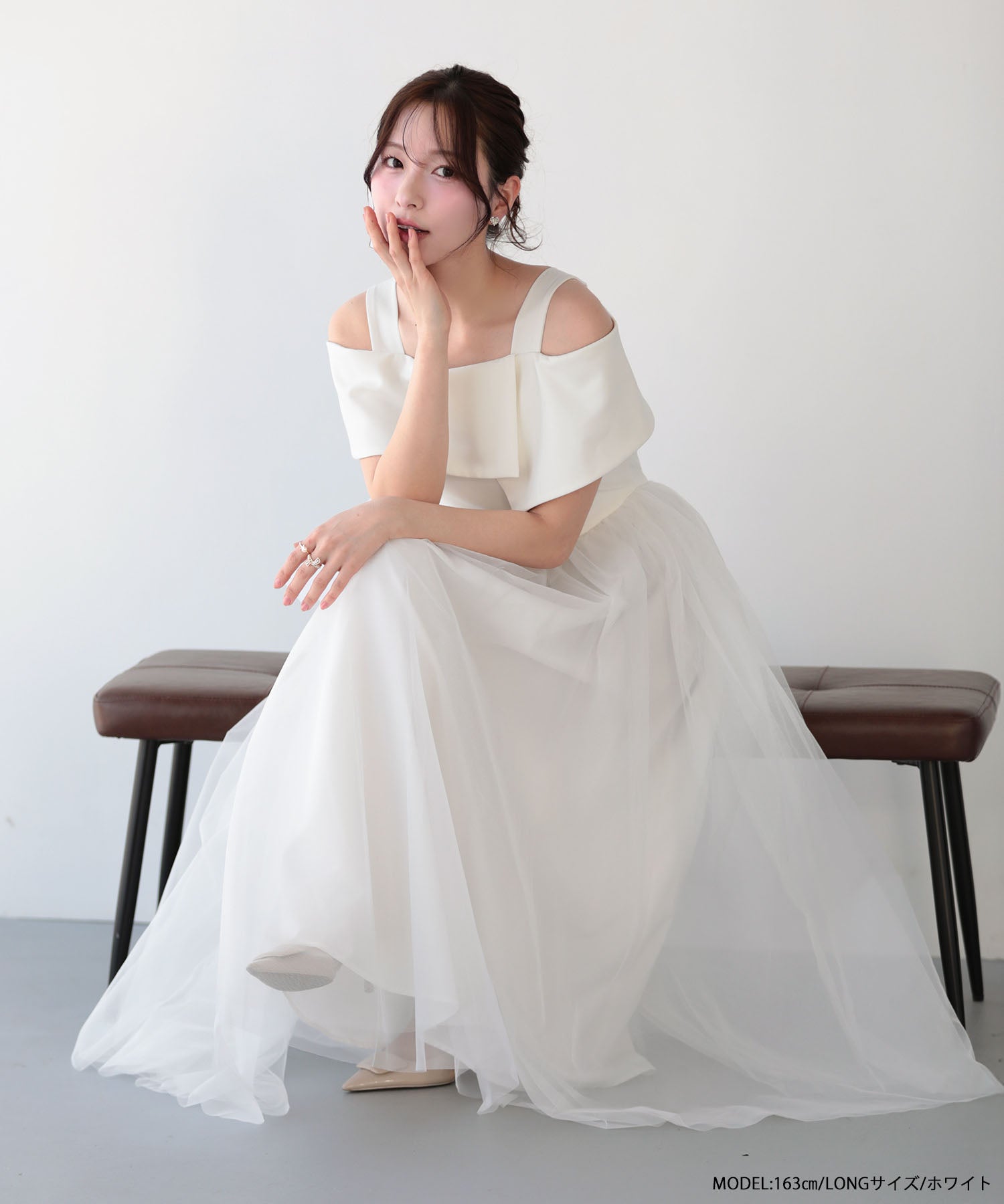 ayu＆kanaコラボ！オープンショルダーチュールワンピース【即納
