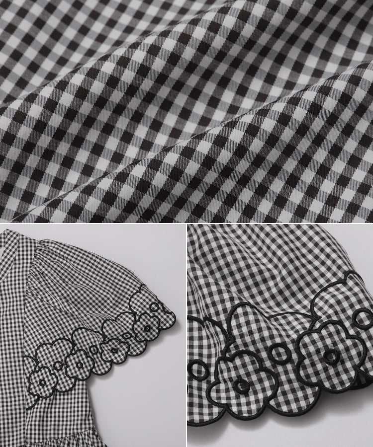 フラワー刺繍スカラップ袖フレアトップス【宅配便】 | Fit more