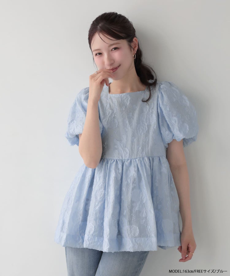 シアーフラワー袖バルーントップス 【宅配便】 | Fit more