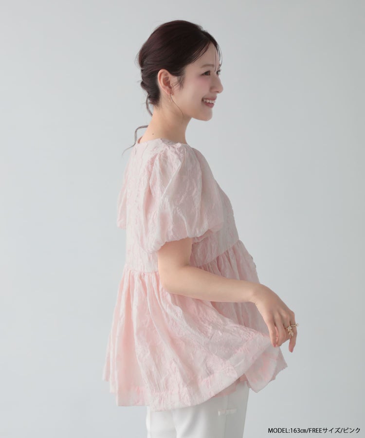 シアーフラワー袖バルーントップス 【即納】【宅配便】 | Fit more