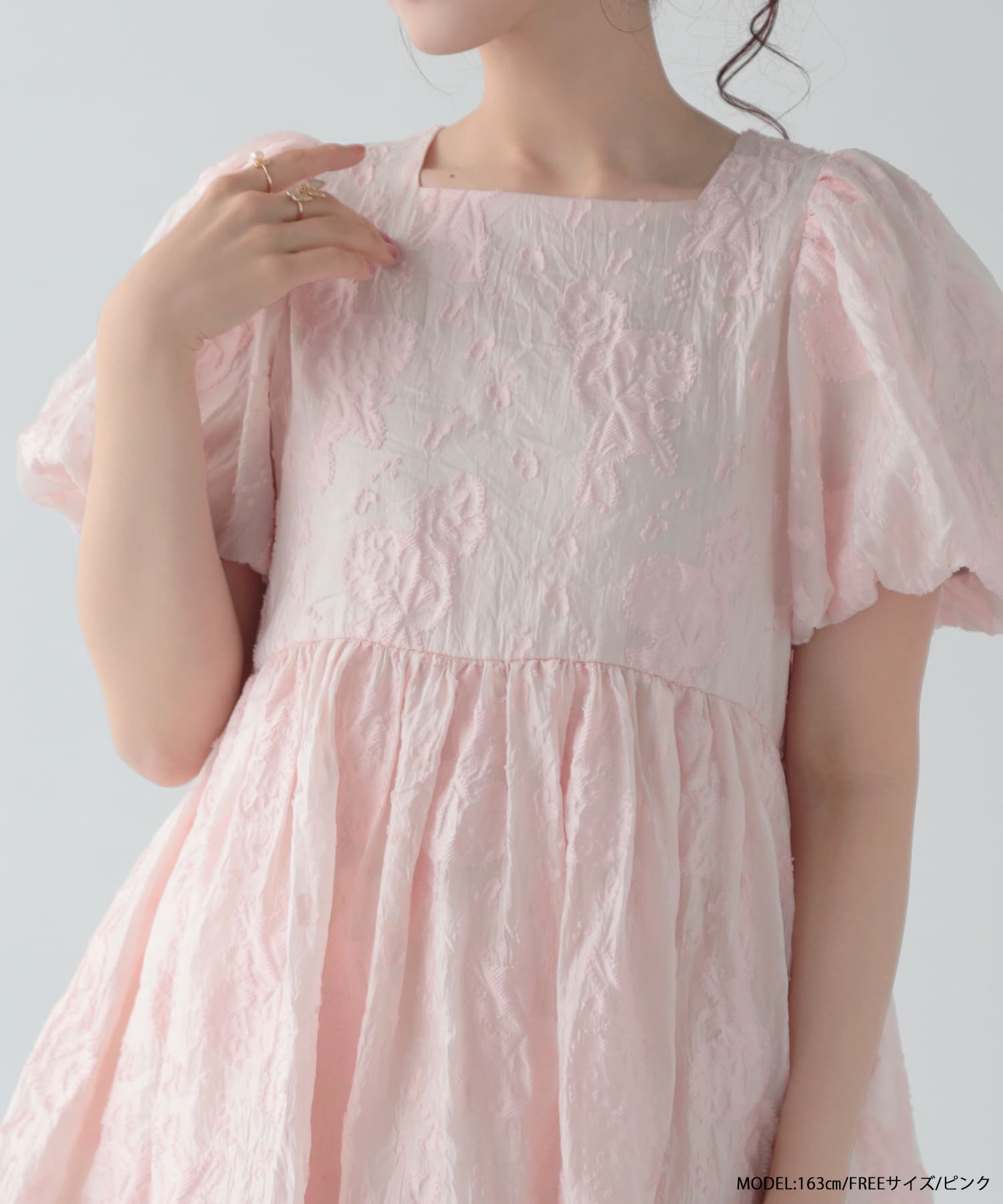 シアーフラワー袖バルーントップス 【即納】【宅配便】 | Fit more