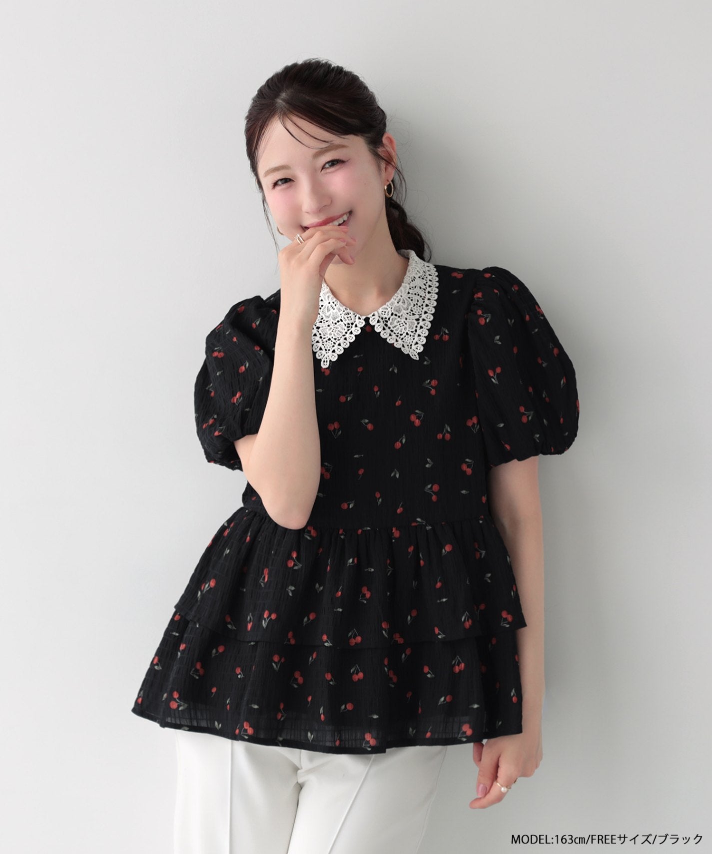 チェリーバルーンバテン襟トップス 【予約商品6/19～順次発送】【宅配