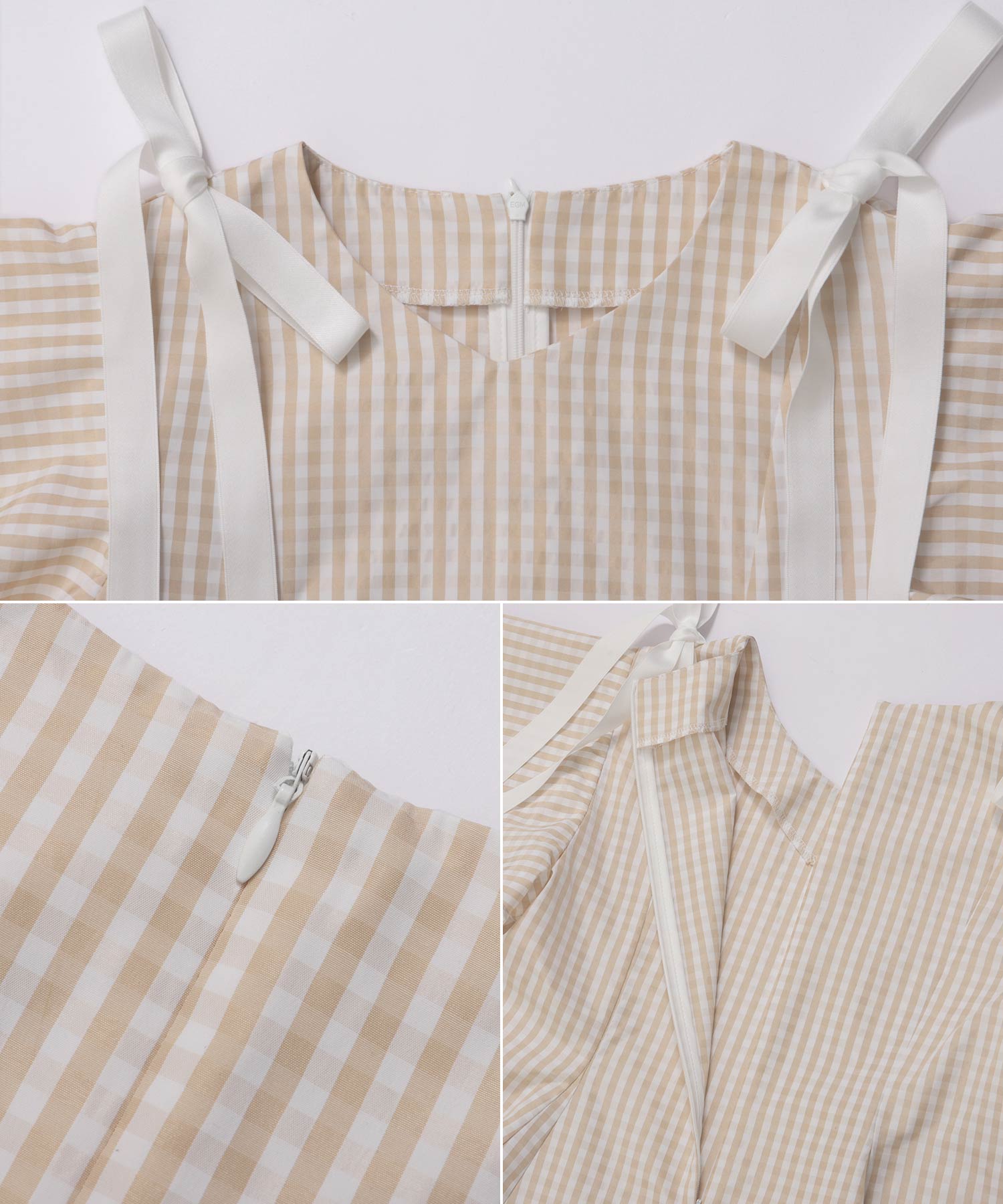 ショルダーリボンギンガムAライントップス【宅配便】 | Fit more