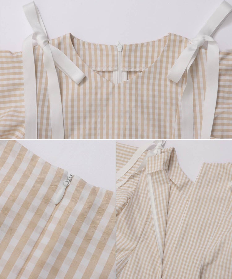 ショルダーリボンギンガムAライントップス【宅配便】 | Fit more