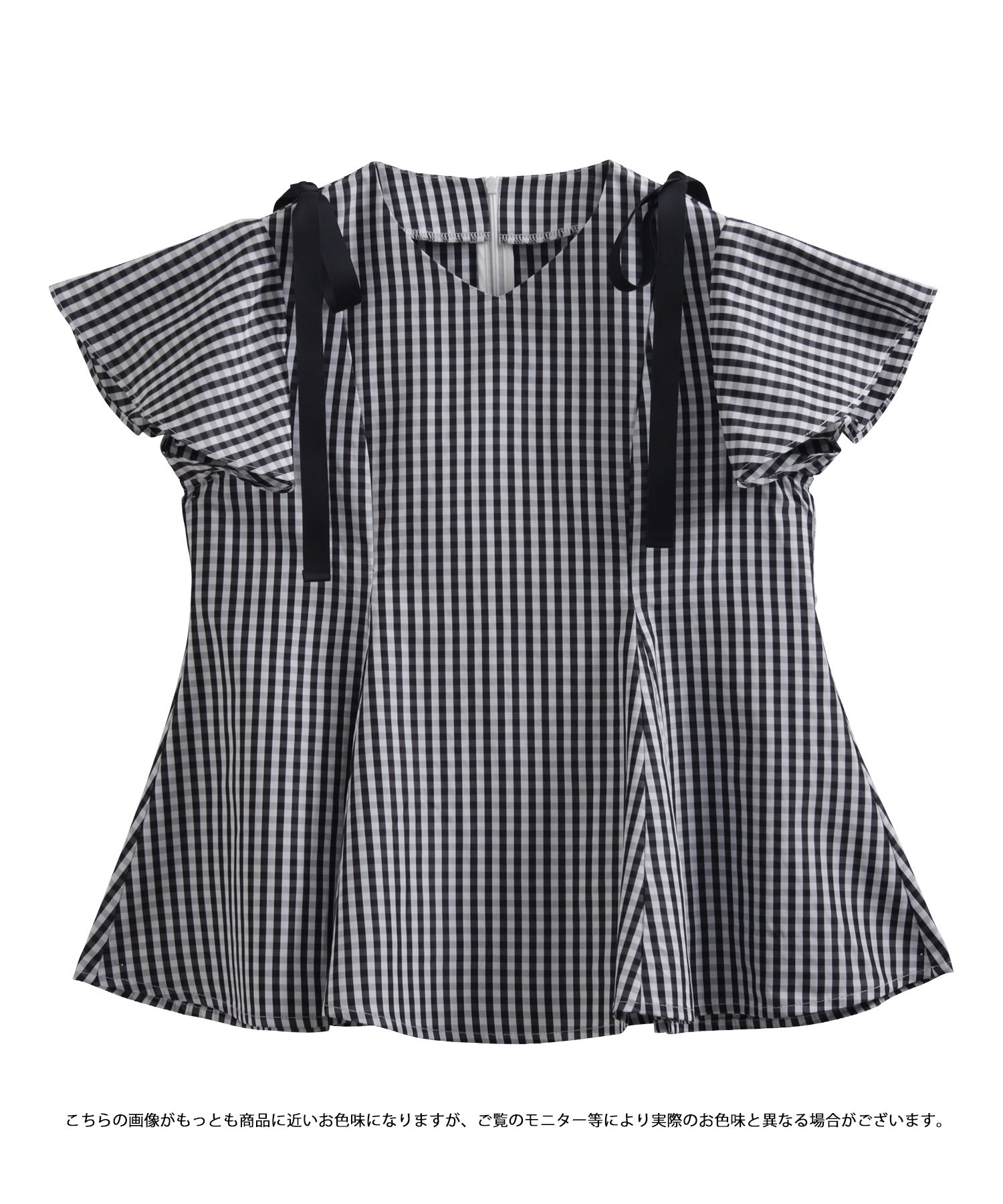 ショルダーリボンギンガムAライントップス【宅配便】 | Fit more