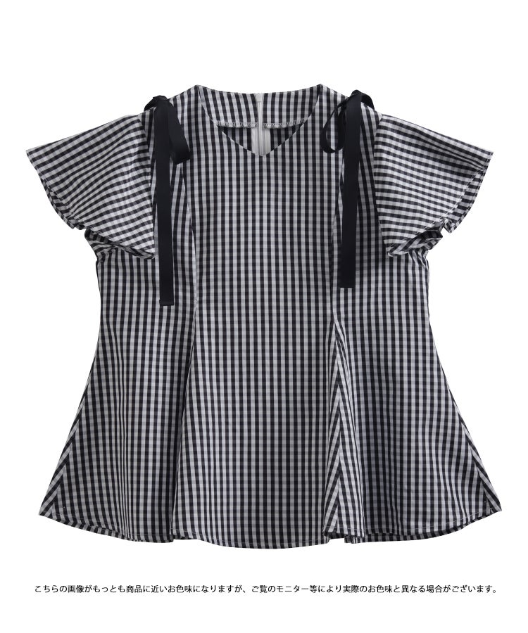 ショルダーリボンギンガムAライントップス【宅配便】 | Fit more