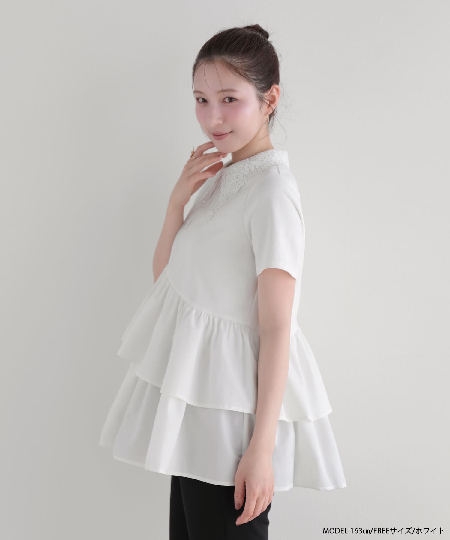 アシメ切替バテン襟Tシャツ アシメ切替バテン襟Tシャツ【宅配便】 | Fit more