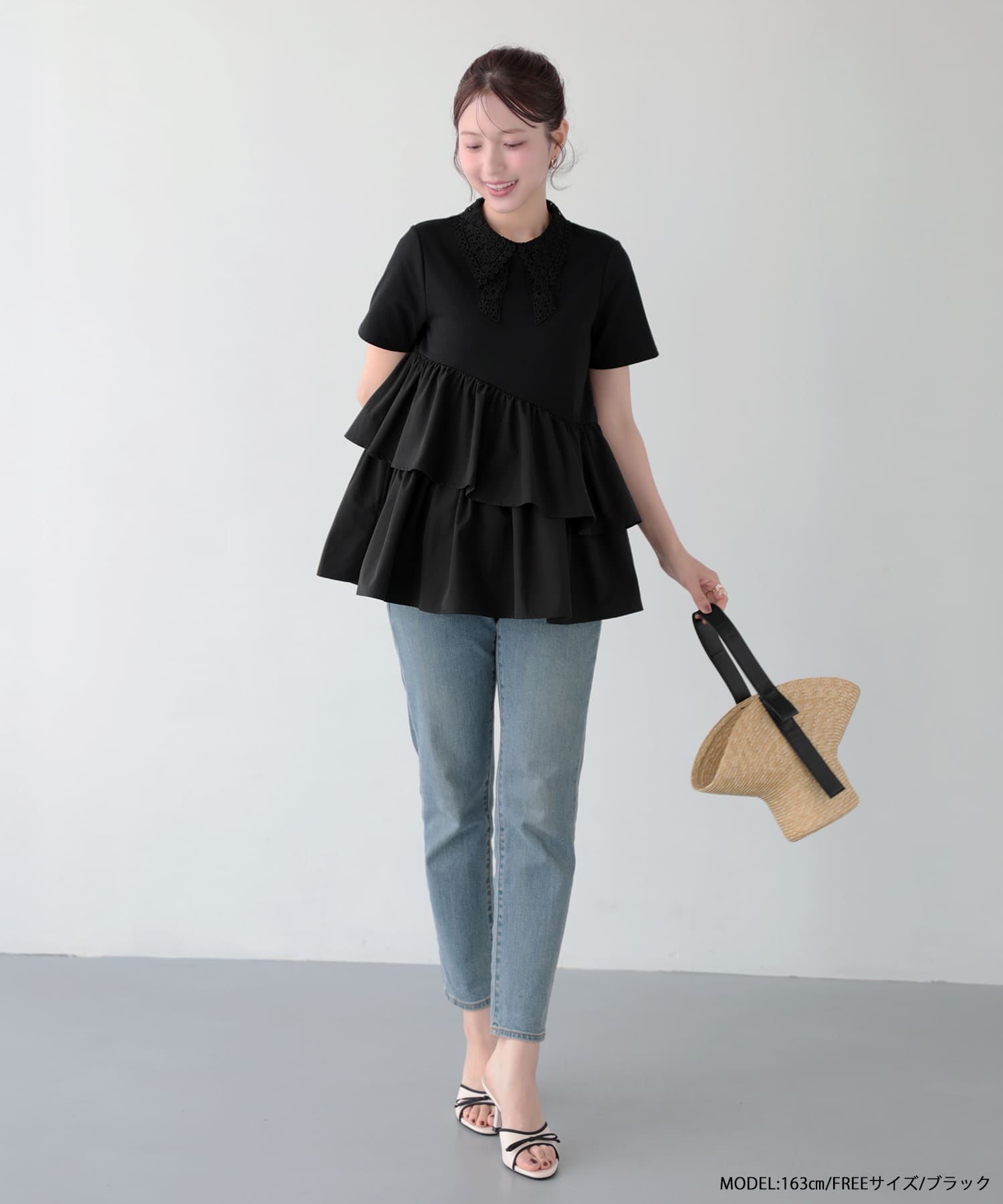 アシメ切替バテン襟Tシャツ【宅配便】 | Fit more