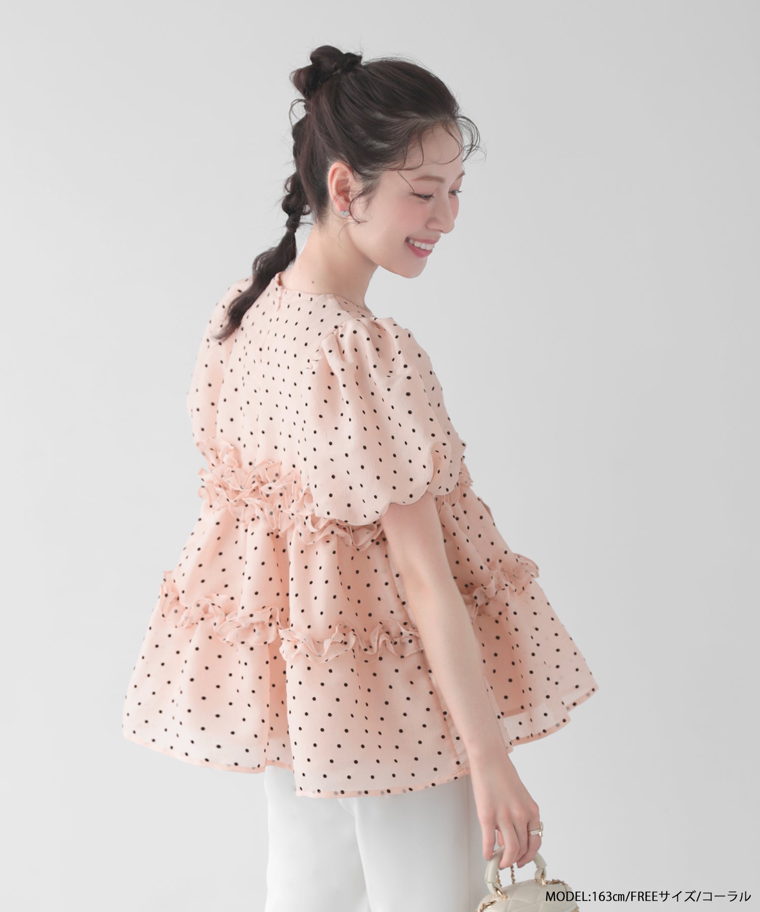 fitmore ドットシアーオーガンジーペプラムトップス ドットシアーオーガンジーペプラムトップス【宅配便】 | Fit more