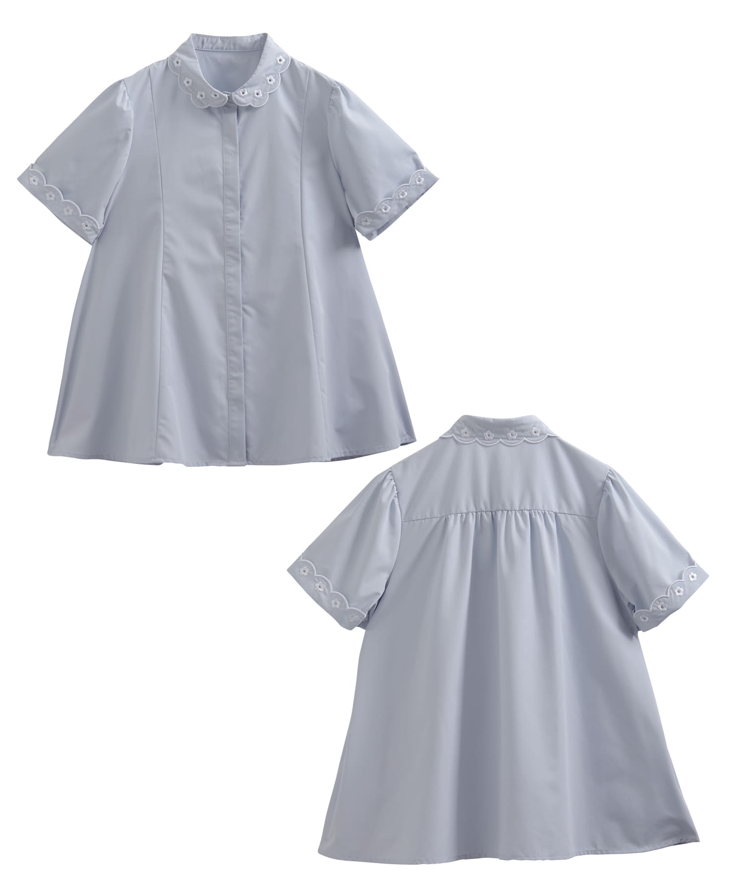 スカラップ刺しゅう襟ブラウス【即納】【宅配便】 | Fit more